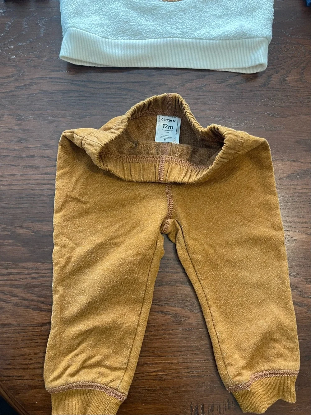 Carter's Blue-Sleeve Moose Sweatshirt with Brown Jogger Pants